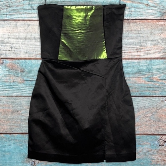 Kate Spade Dress 6 Saturday Strapless Panel Black Green Iridescent Wicked NWT - Picture 1 of 9